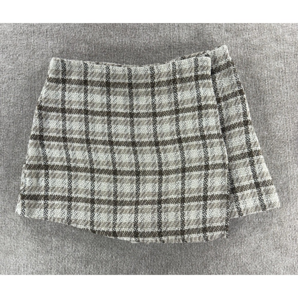 Pink Lily‎ Skort Womens XL Plaid Tweed Brown Beige Mini Skirt Shorts